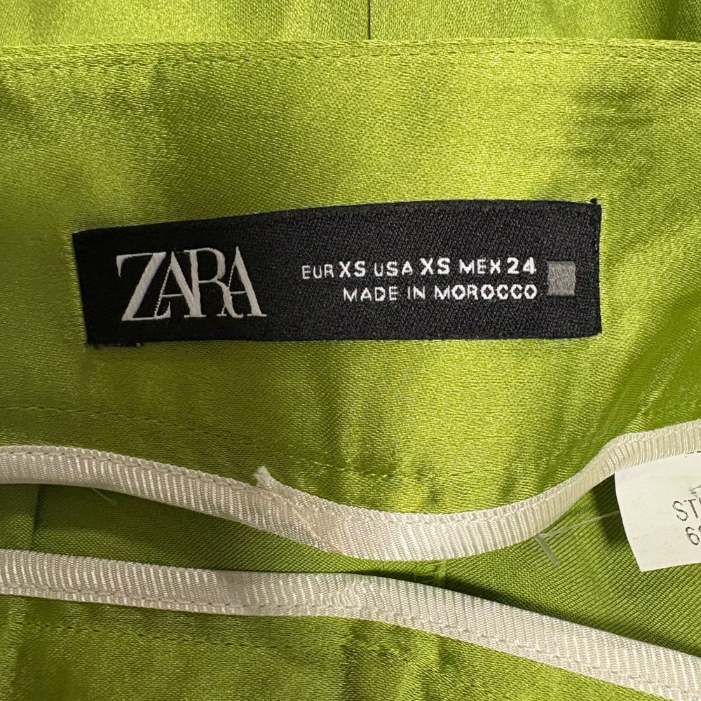 Zara Green Satin Wide Leg Pants Size XS - Picture 5 of 5